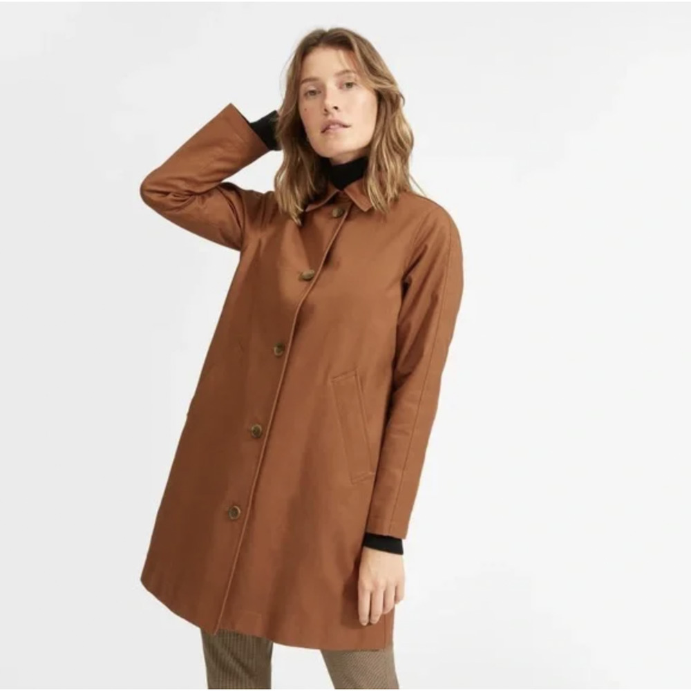 Everlane Womens The Mac Coat Raincoat Size 6 Cocoa Brown New with FLAW